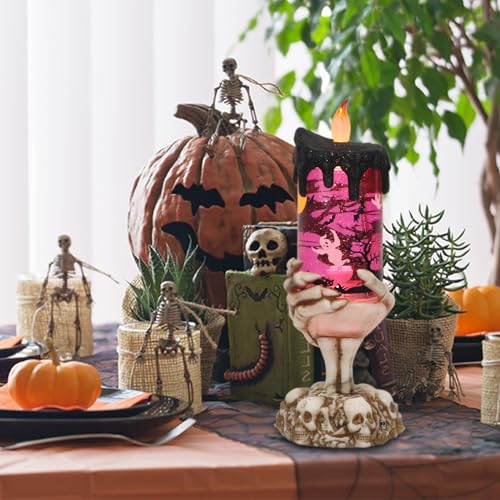Ghost Snow Globe Flameless Candle Battery Operated with Timer