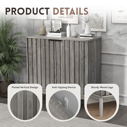 Fluted Buffet Cabinet with Storage