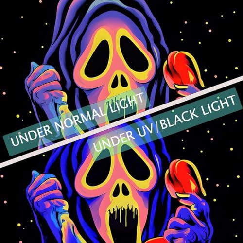 Blacklight Horror Skull UV Reactive Tapestry
