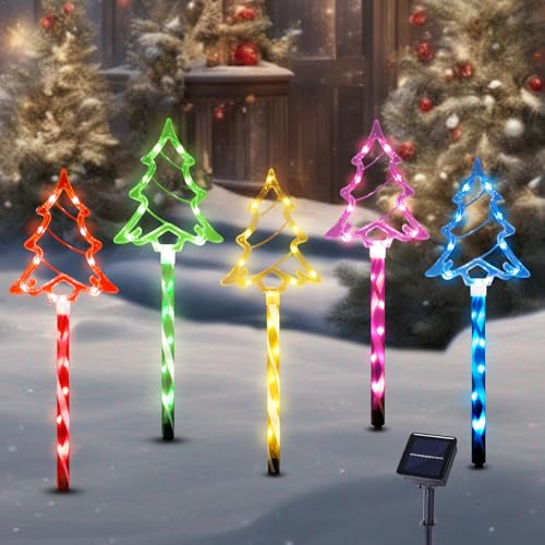 Solar Christmas Tree Pathway Lights Outdoor Decorations