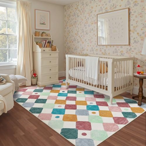 5x7 Nursery Rug Washable Kids Rug Colorful Play Mat Decor Confetti (35 Sq Ft)