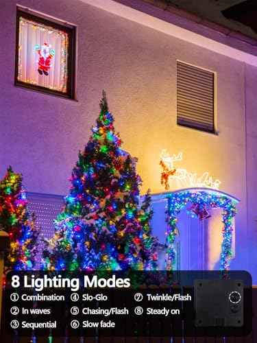 Solar Christmas Lights Outdoor 2 Pack 200 LED 66FT String Light Multicolor (2 Count)