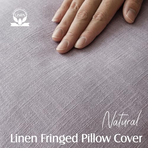 Decorative Linen Fringe Throw Pillow Covers 20×20 Light Purple (2 Count)