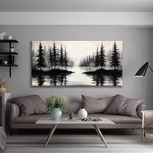 Large Wall Art For Living Room Canvas Art Wall Decor Modern Minimalist Artwork Forest River Landscape Paintings Pictures For Bedroom Apartment Office Mural Aesthetic Artwork 29 X 58 In