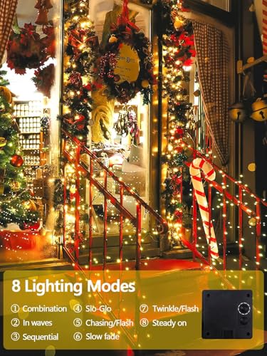 Solar String Lights Outdoor 2 Pack 400 LED 132FT Christmas Light Warm White (2 Count)