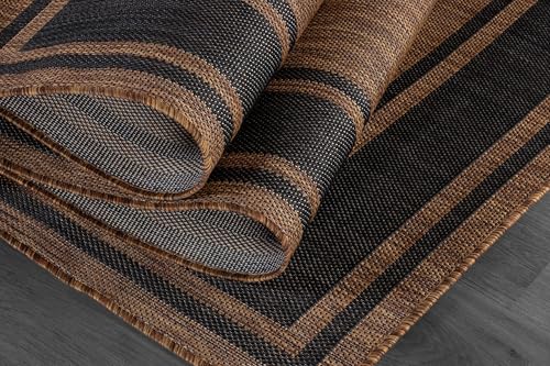 Outdoor Rug 5x7 Modern Bordered Area Rugs for Indoor and Outdoor Patio Deck Porch Garden Waterproof Weather Sun Resistant Washable Outside Carpet (35 Sq Ft)