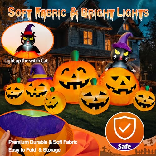 8 FT Long Halloween Inflatables Pumpkin Outdoor Decorations (Yellow)