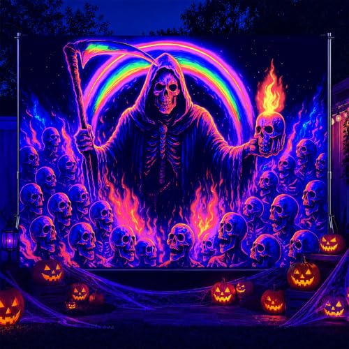 Blacklight Tapestry Grim Reaper UV Backdrop 78 x 59 Inch