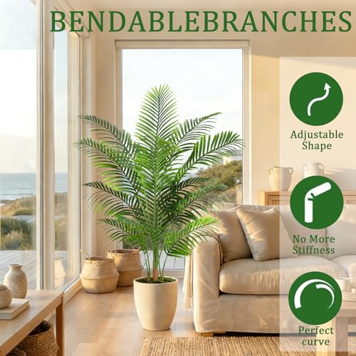 2 Pack Artificial Palm Tree Indoor Plant 6FT Tall Fake Tropical Palm Tree in Pot