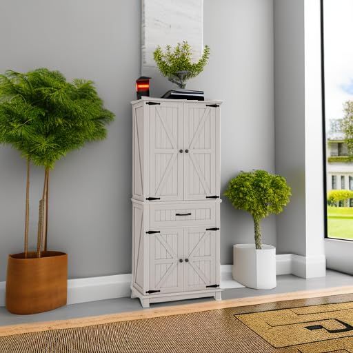 72" Kitchen Storage Cabinet with Drawer and Adjustable Shelves