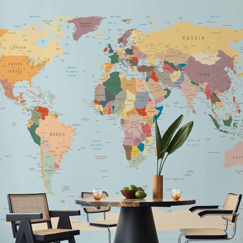 Wall Mural World Map 154x110 in (118.18 Sq Ft)