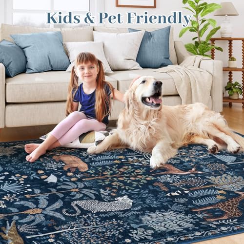 Jungle Print Rugs for Living Room 8x10 Washable Area Rugs for Bedroom