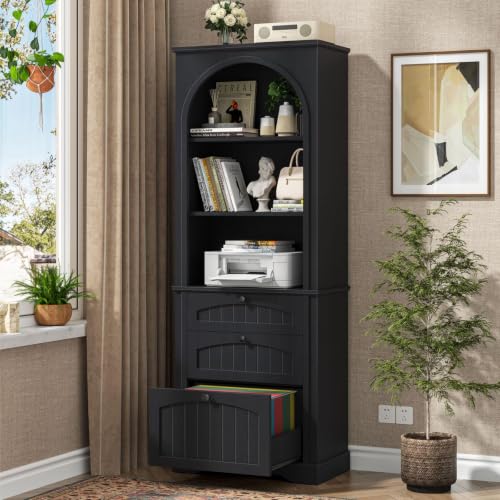 Farmhouse Bookshelf with File Drawers