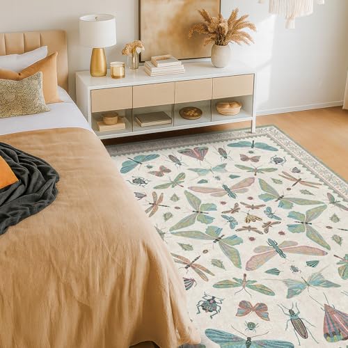 Light Blue and Pink Rug 4x6 Rugs for Bedroom Under Bed (24 Sq Ft)