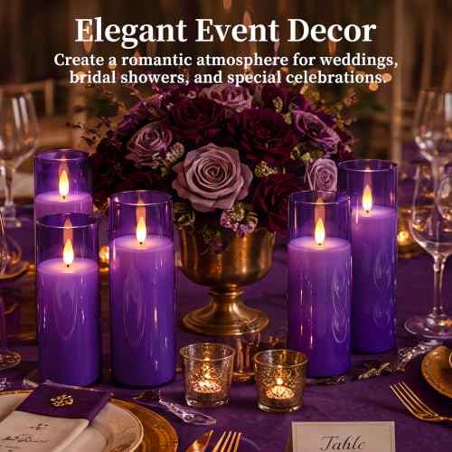 Purple Flameless LED Pillar Candles (9 Count)
