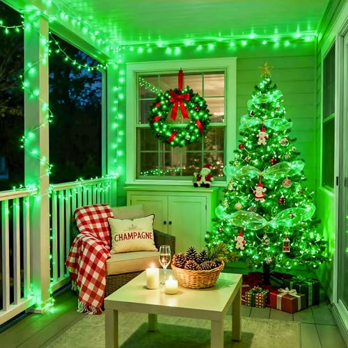 200 LED Green Christmas Indoor Outdoor Halloween Lights Clear Wire (66 Foot)