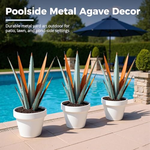 24” Metal Agave Plant Outdoor Decor