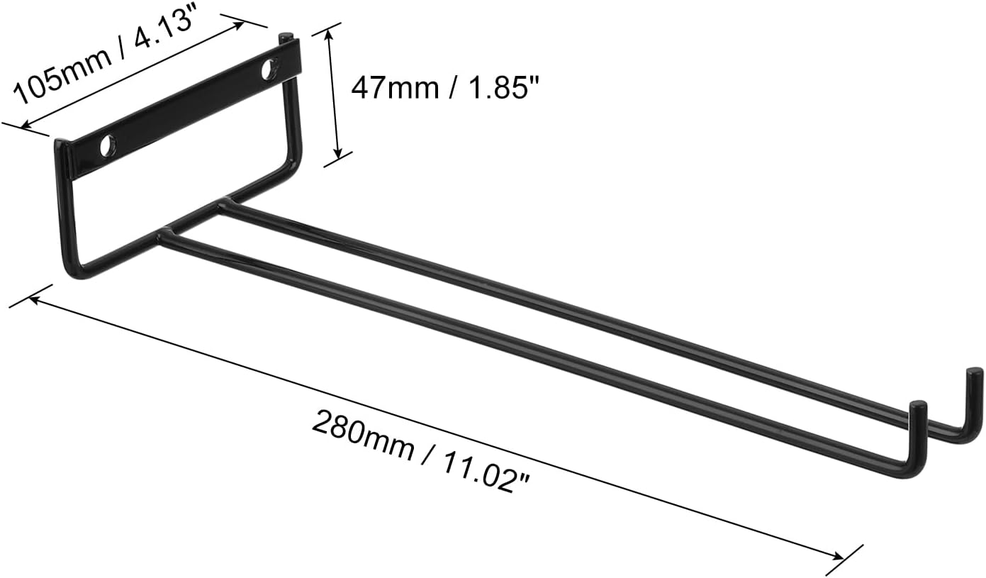 Uxcell 5-Pack Black Iron Wine Glass Rack, 11.02" Hanging Stemware Holder, Under Cabinet & Wall Mountable, Perfect for Kitchens & Bars