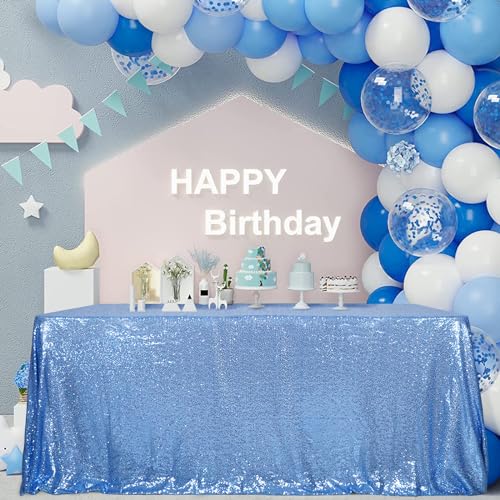 Sequin Tablecloth 50x72 Inch Baby Blue for Wedding Party
