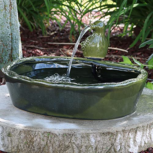 Sunnydaze 7" Ceramic Solar Powered Garden Water Fountain