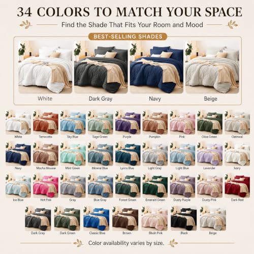Twin XL Comforter Set 5 Pieces Dusty Purple Seersucker Bed in a Bag