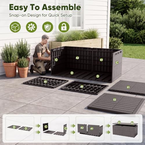 230 Gallon Deck Box Resin Outdoor Storage Box Waterproof