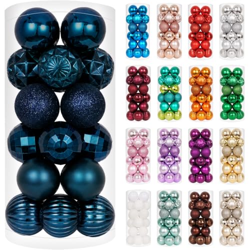 24ct Blue Christmas Ball Ornaments for Tree Decorations (24 Count)