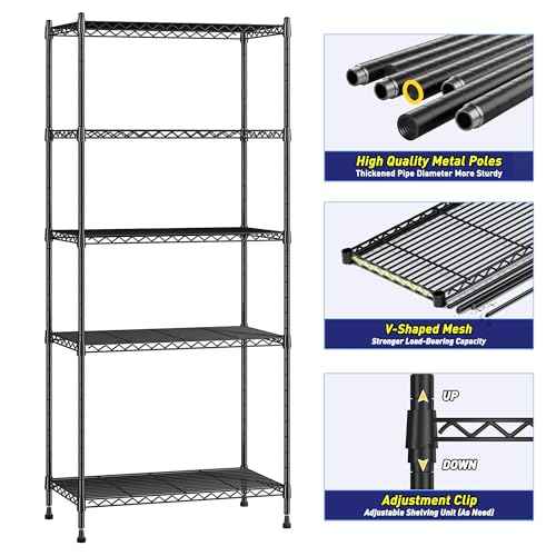 5 Tier 1010LBS Adjustable Narrow Storage Shelves