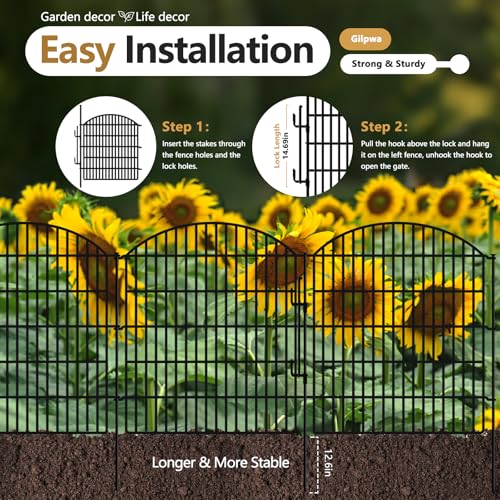 5 Panels Garden Fence Animal Barrier with Lock