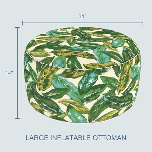 Indoor Outdoor Large Inflatable Ottoman Pouf D31 x H14 Inch