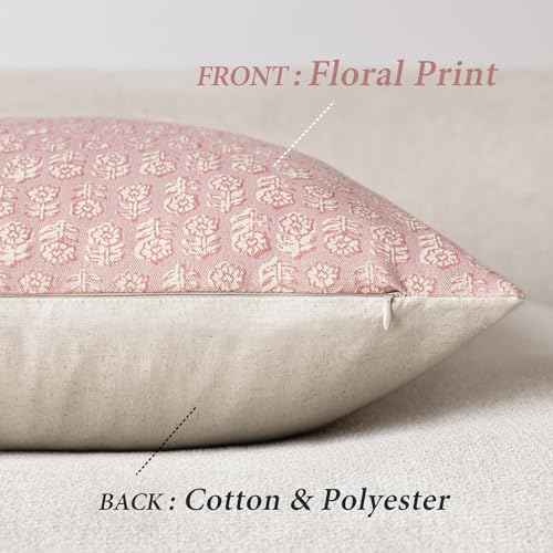 Decorative Floral Print Throw Pillow Covers 18×18 Light Pink (2 Count)
