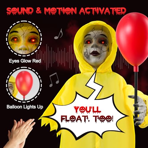 4 Ft Life Size Halloween Animatronics Prop with Sound & Touch (4 Ft Yellow)