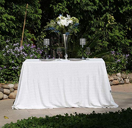 Sequin Tablecloth 50x72 Inch White for Wedding Party