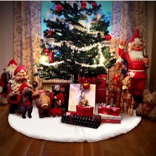 Christmas Tree 60 inches White Plush Skirt Decoration for Merry Christmas Party