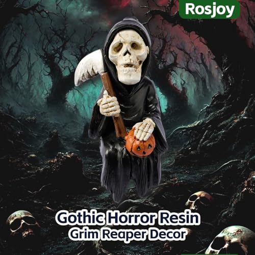 Miniature Grim Reaper Statue on Rocking Chair