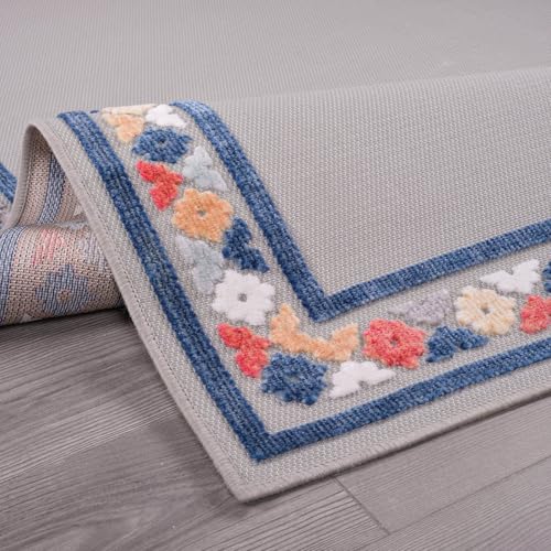 Outdoor Rug 10x14 Modern Bordered Large Area Rugs for Indoor and Outdoor Patio Easy to Clean Non Shedding Living Room Porch Garden Washable Outside Carpet