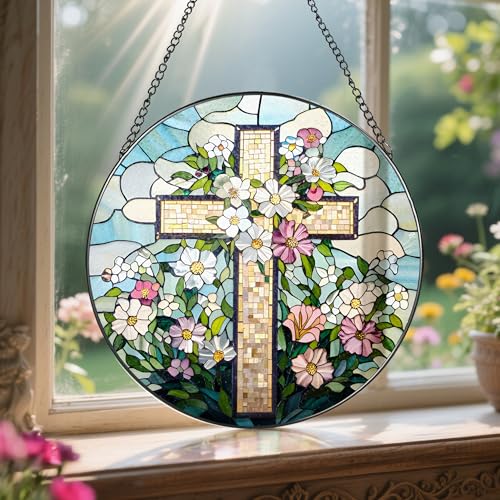 8'' Christian Stained Glass Suncatcher Ornament