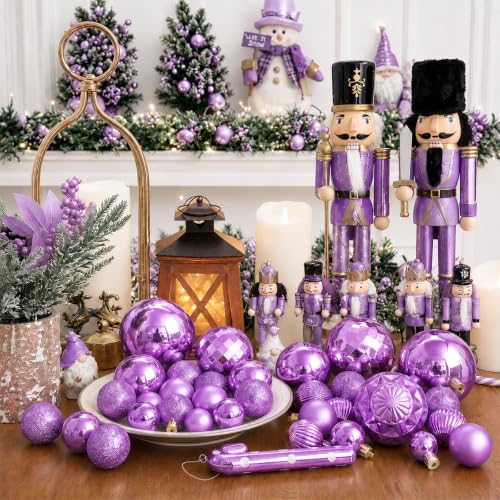 24ct Purple Christmas Ball Ornaments for Tree Decorations (24 Count)