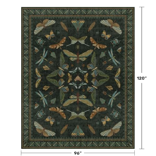 Dark Green Insect Area Rugs 8x10 for Living Room (80 Sq Ft)