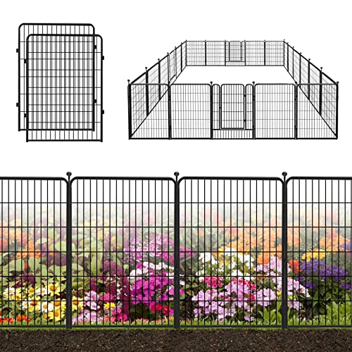 Decorative Black Metal Fencing Garden Fence with Gate (153 Sq Ft)