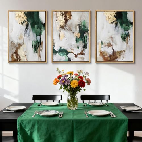 3Pcs Green And Gold Canvas Wall Art (3 Count)
