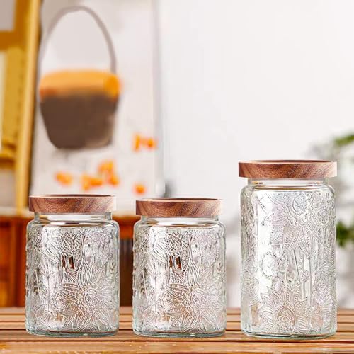 Vintage Glass Jars with Wooden Lids