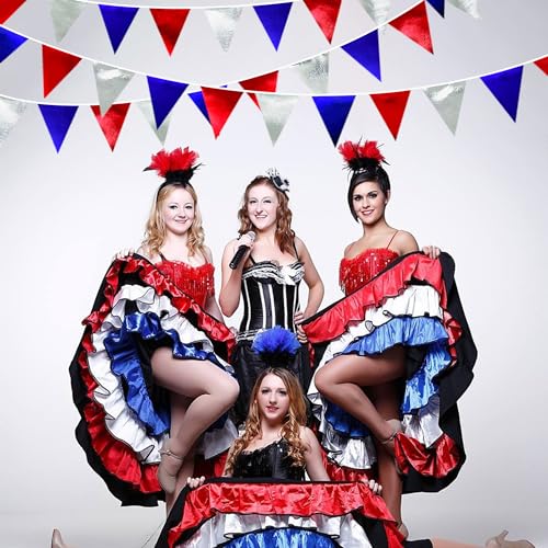 Red Blue Silver Party Decorations Metallic Fabric Triangle Pennant Banner Flag Bunting Garland for Graduations 4th of July American USA National Day Patriotic Veterans Birthday Outdoor Party Supplies (32 Foot)