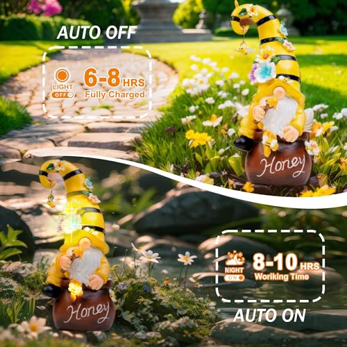 13" Garden Solar Spring Gnomes Statues Outdoor