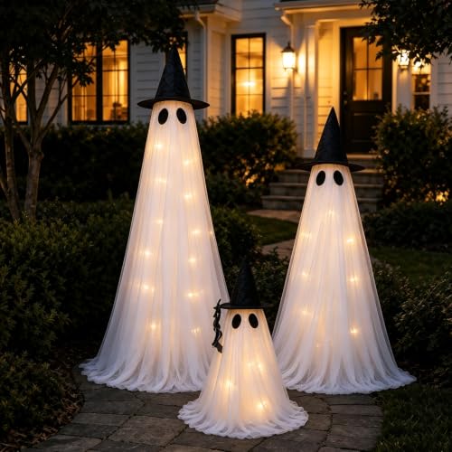 3 Packs Halloween Decorations Outdoor (3PK-LARGE-LED-GHOST)