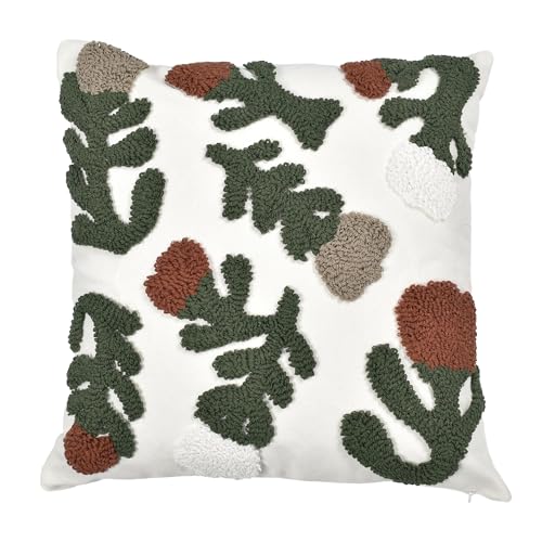 Throw Pillow Covers 18x18 Boho Tufted Fall Floral for Couch