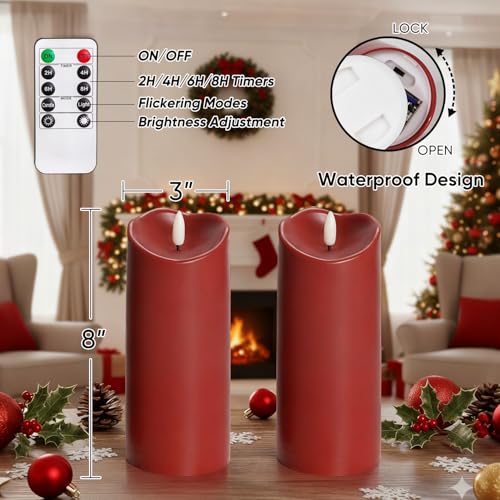 Burgundy Flameless Candles (2 Count)