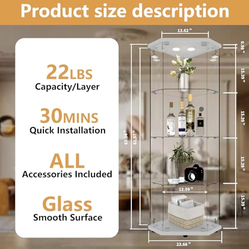 Corner Glass Display Cabinet with LED 4