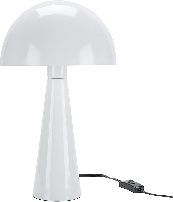 Nourison Home 16" White Metal Mushroom Table Lamp, Modern, Retro, Desk Light for Bedroom, Dining, Office, Entryway