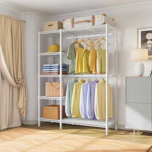 V7 Clothing Rack with Shelves Heavy duty Closet for Hanging Clothes